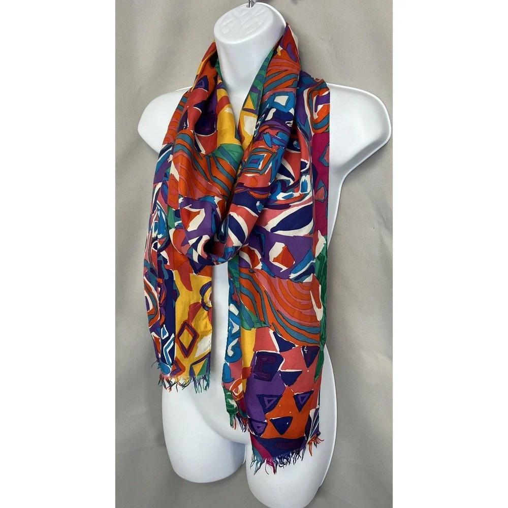 Vintage Scarf Design By Express‎ Silk Measuring 82